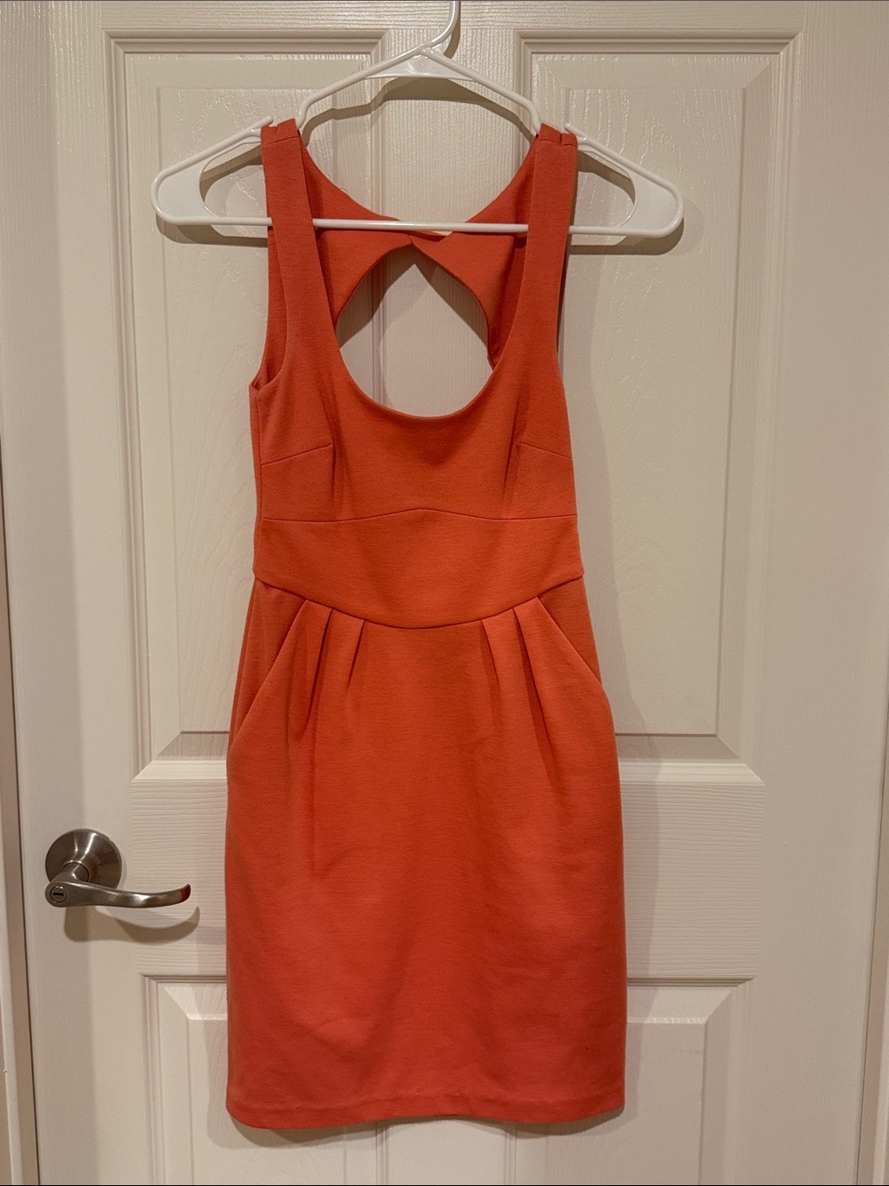 Women’s Sleeveless Orange/Salmon Cocktail Dress with Cutout Back